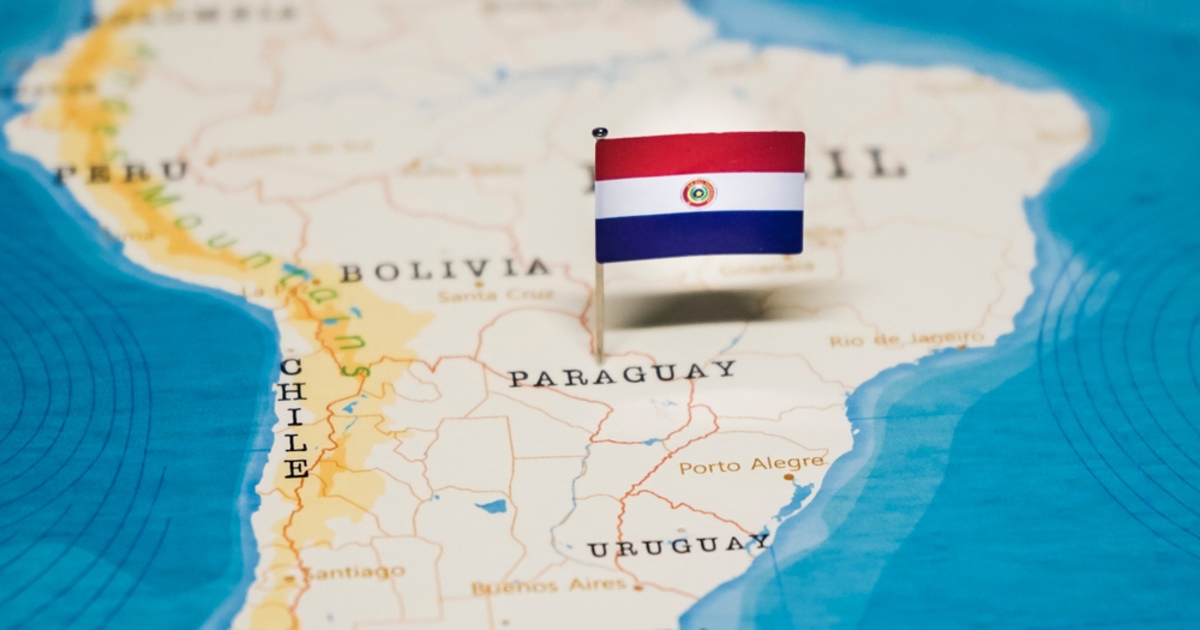 Paraguay flag on map